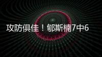 攻防俱佳！郇斯楠7中6拿到16分4板5帽1断 正负值+16