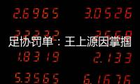 足协罚单
：王上源因掌掴郭田雨 将停赛3场